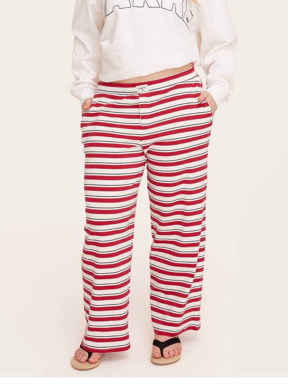 NWT Parke x Target Red/Navy Striped Women's High-Rise Boxer Knit Pants
